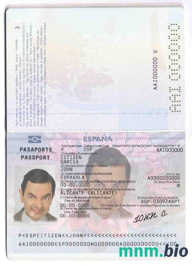 Szablon paszportu Hiszpanii w formacie PSD, w pełni edytowalny (do 2015 r.) przykład w formacie PSD
